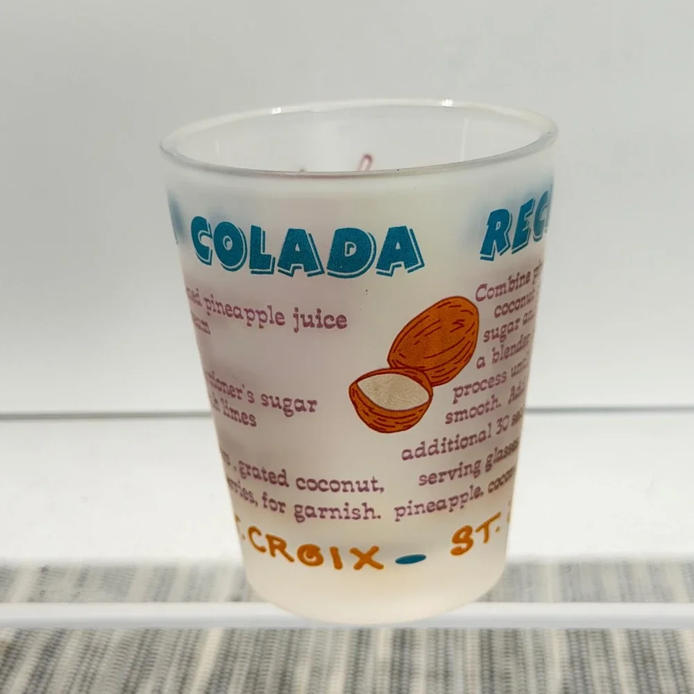 US Virgin Islands Pina Colada Recipe Frosted Shot Glass St Thomas Croix John